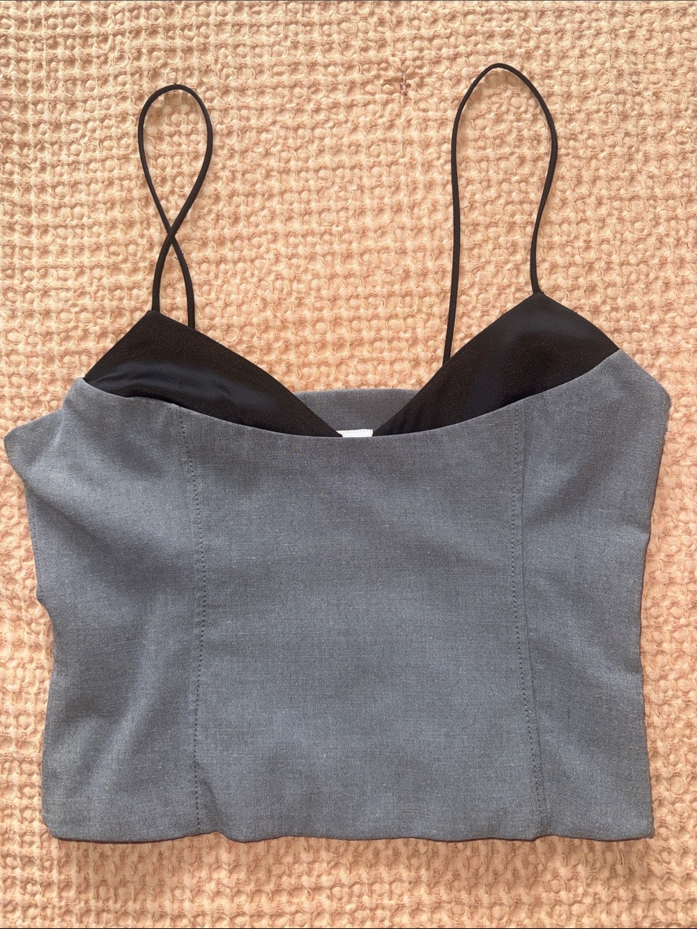Zara Gray Crop Cami with Black Bust Panel